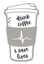 Load image into Gallery viewer, "Save Lives" Coffee Cup Enamel Pin in Silver